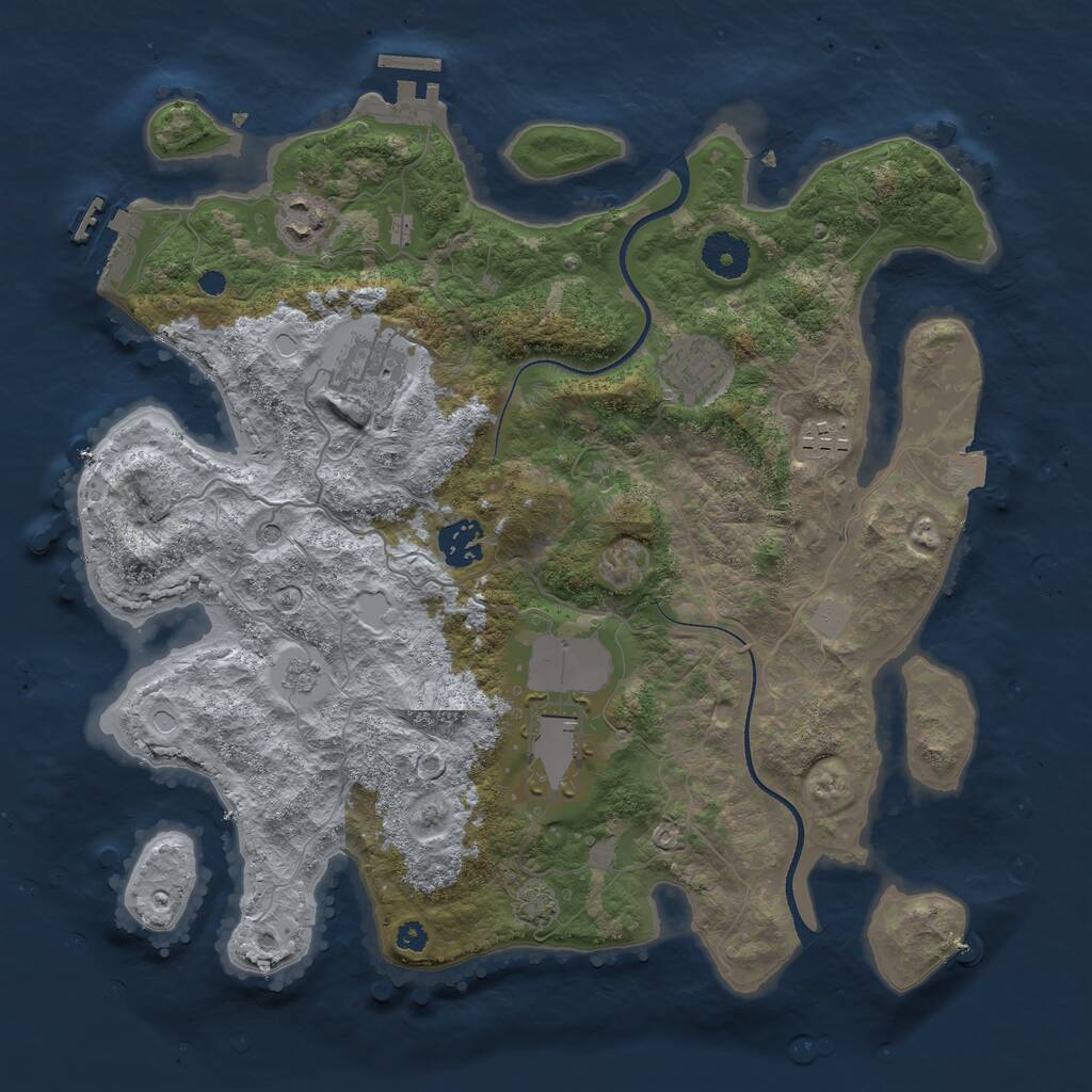 Rust Map: Procedural Map, Size: 3500, Seed: 42896348, 12 Monuments