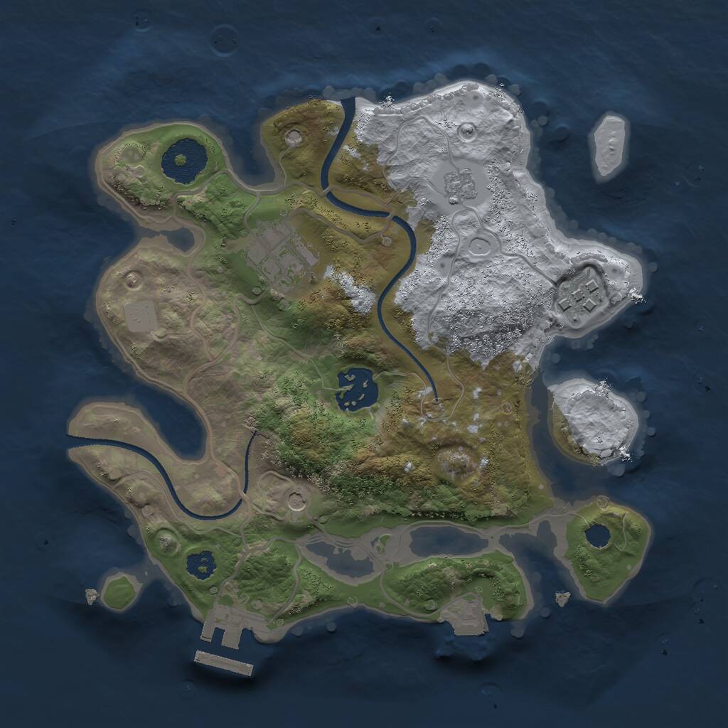 Rust Map: Procedural Map, Size: 2500, Seed: 57634, 7 Monuments