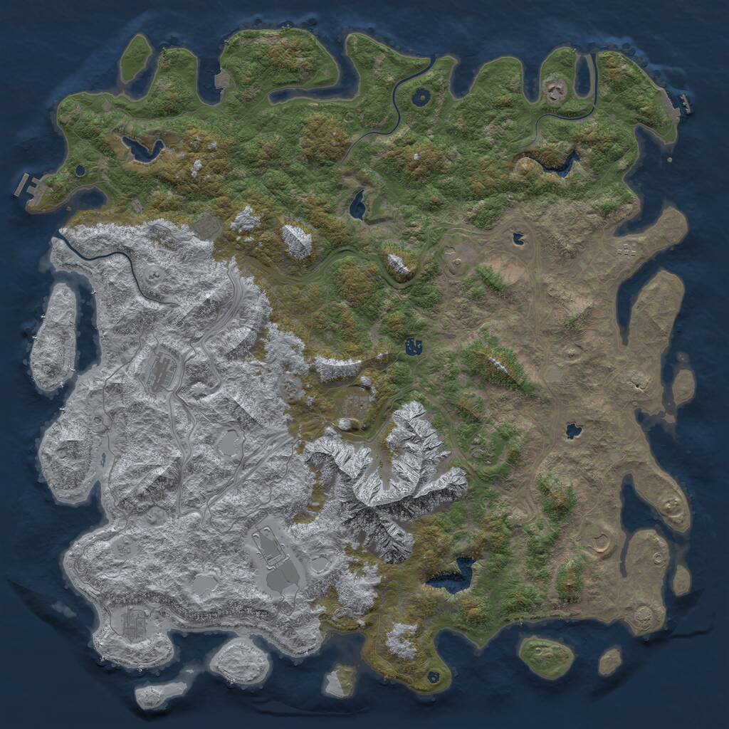 Rust Map: Procedural Map, Size: 6000, Seed: 4345, 17 Monuments