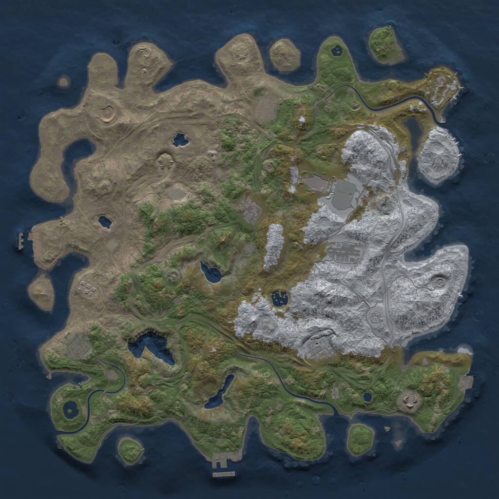 Rust Map: Procedural Map, Size: 4500, Seed: 41234242, 16 Monuments