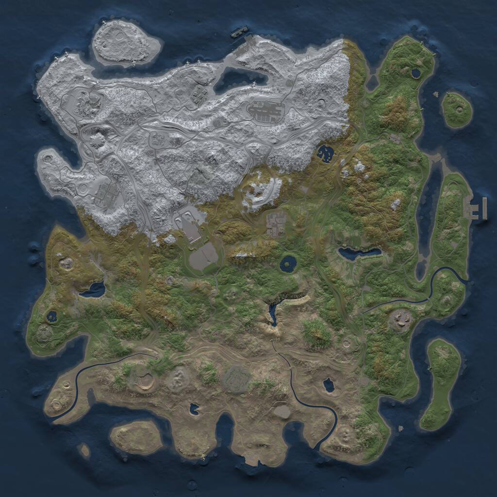 Rust Map: Procedural Map, Size: 4500, Seed: 842483818, 16 Monuments