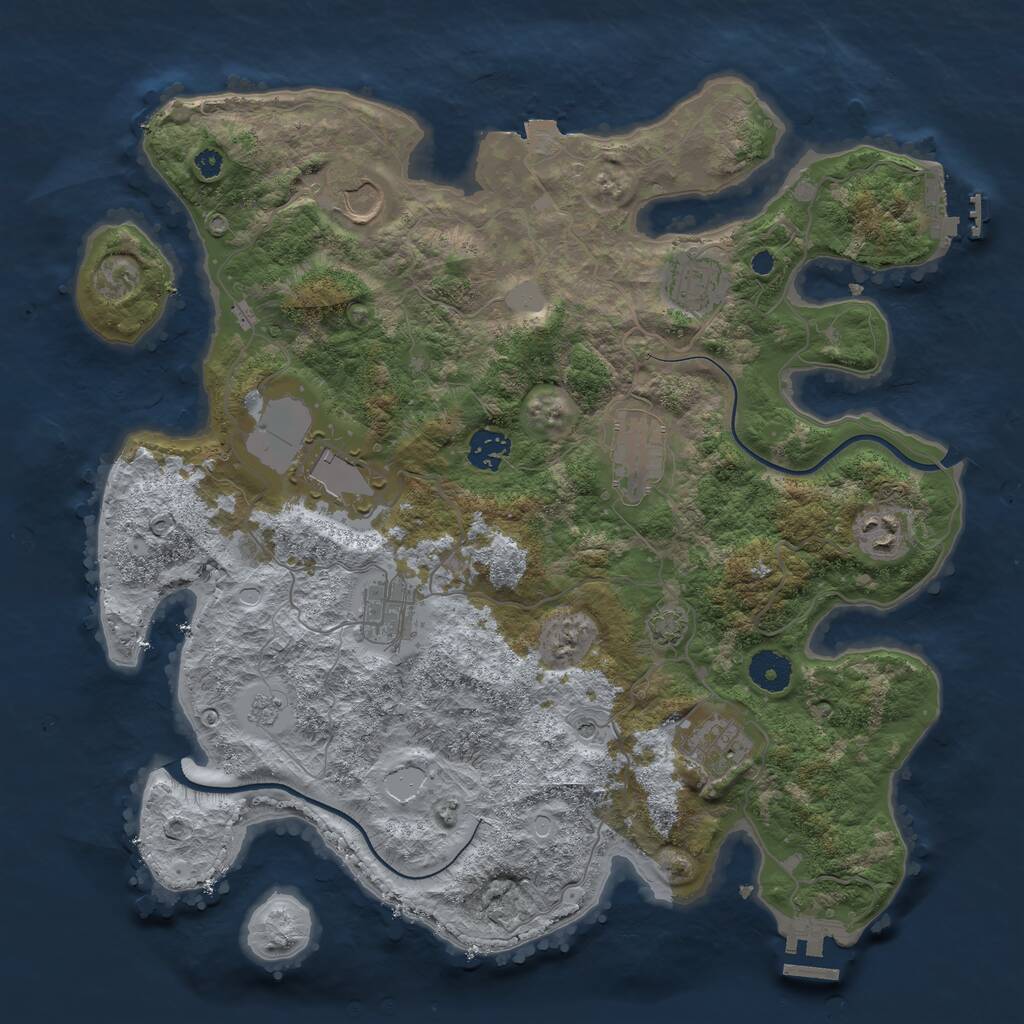 Rust Map: Procedural Map, Size: 3700, Seed: 91413070, 14 Monuments