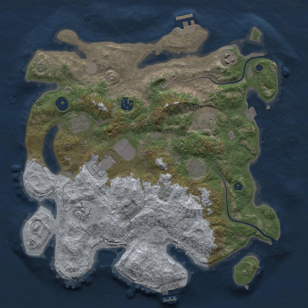 Rust Map: Procedural Map, Size: 3600, Seed: 70000, 14 Monuments