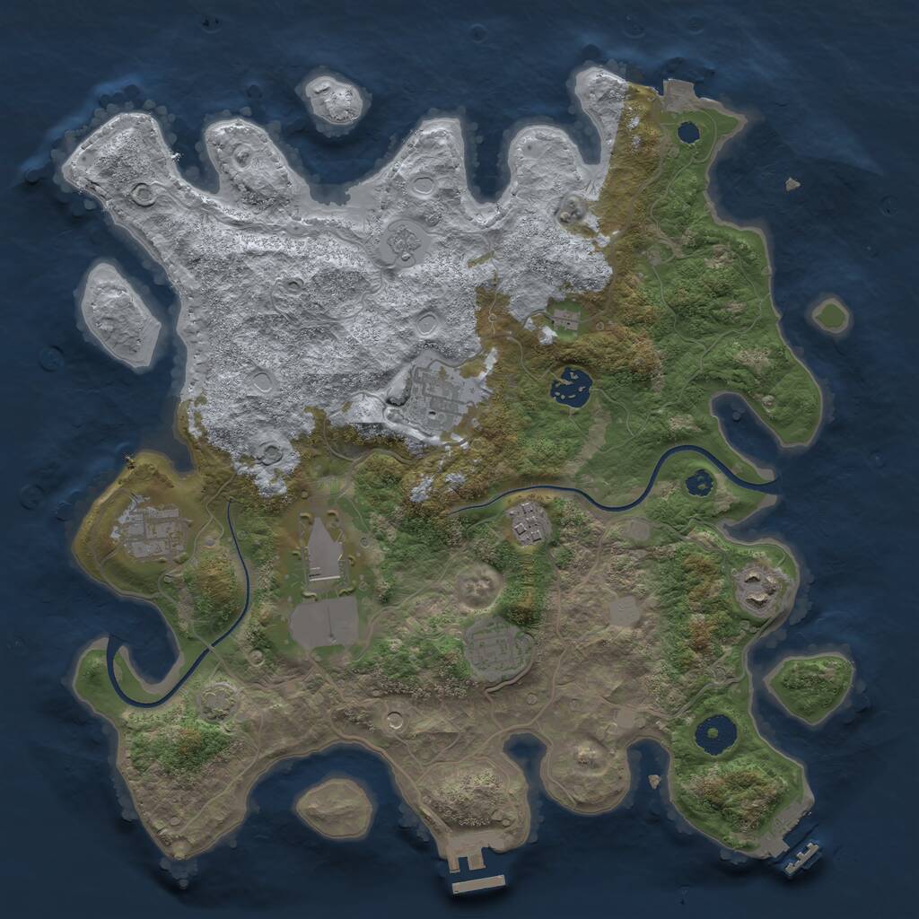 Rust Map: Procedural Map, Size: 3500, Seed: 1858056895, 13 Monuments