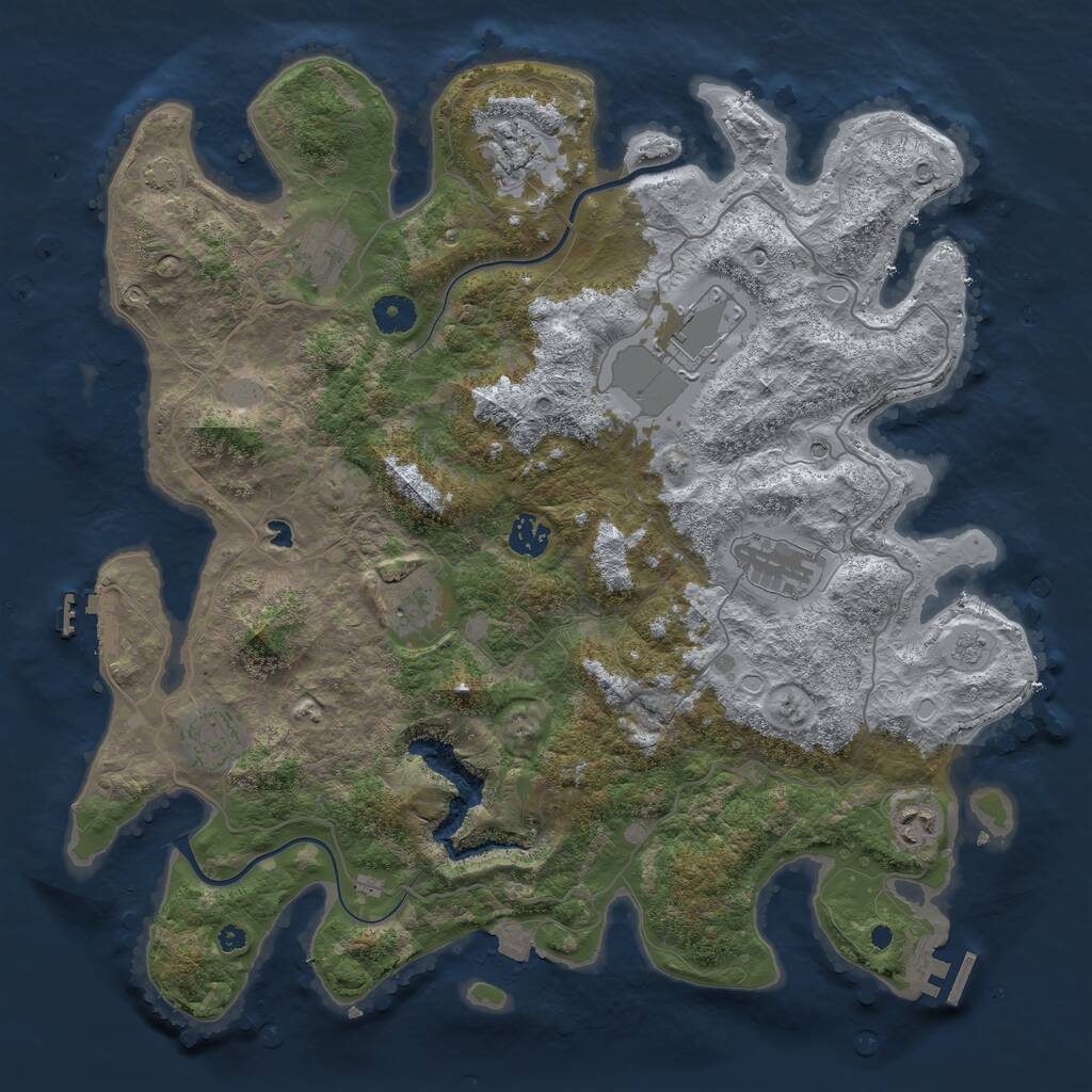 Rust Map: Procedural Map, Size: 4000, Seed: 324693754, 14 Monuments