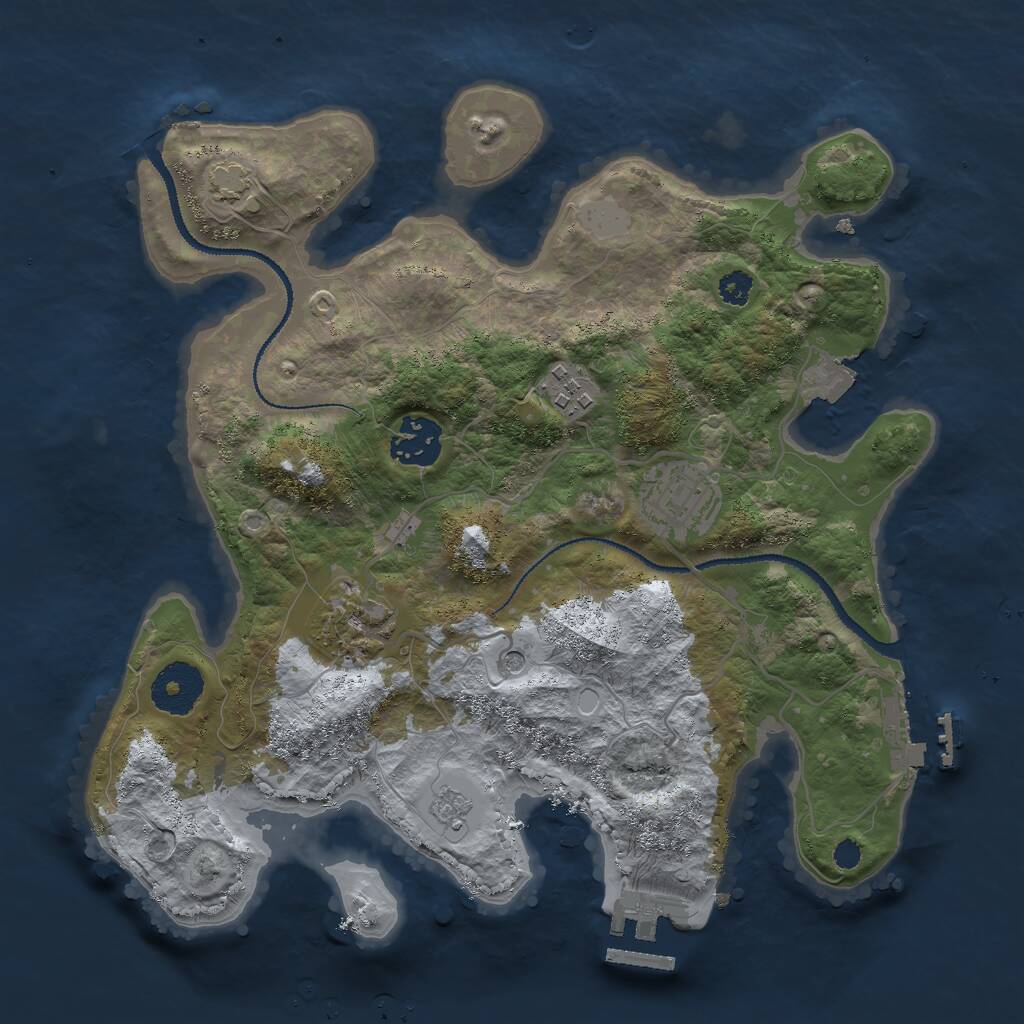 Rust Map: Procedural Map, Size: 3000, Seed: 1477822928, 10 Monuments