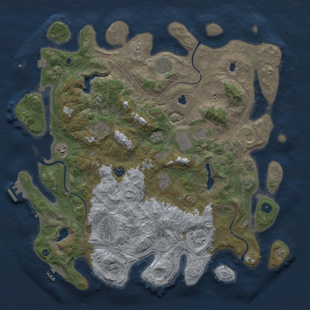 Rust Map: Procedural Map, Size: 4500, Seed: 537953910, 16 Monuments