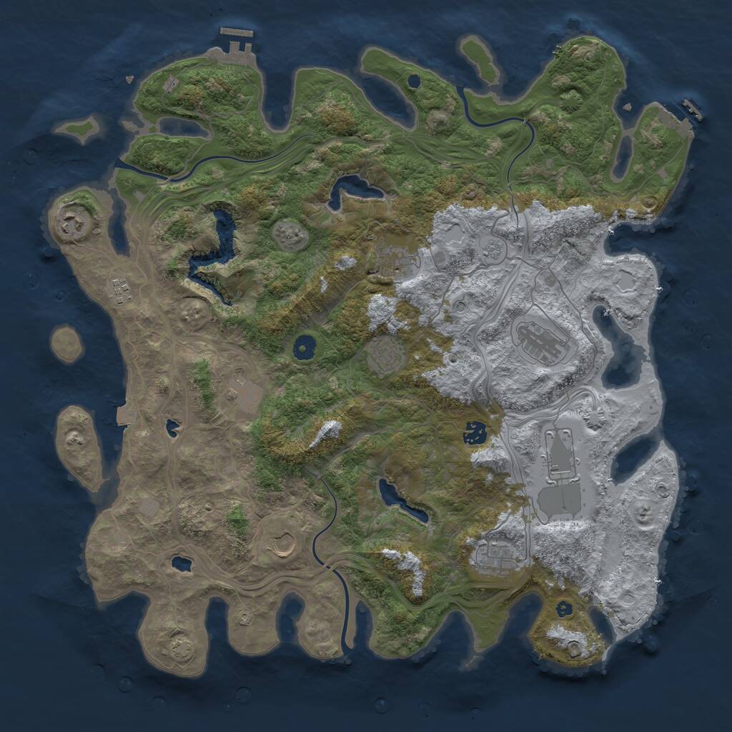 Rust Map: Procedural Map, Size: 4500, Seed: 675443523, 16 Monuments