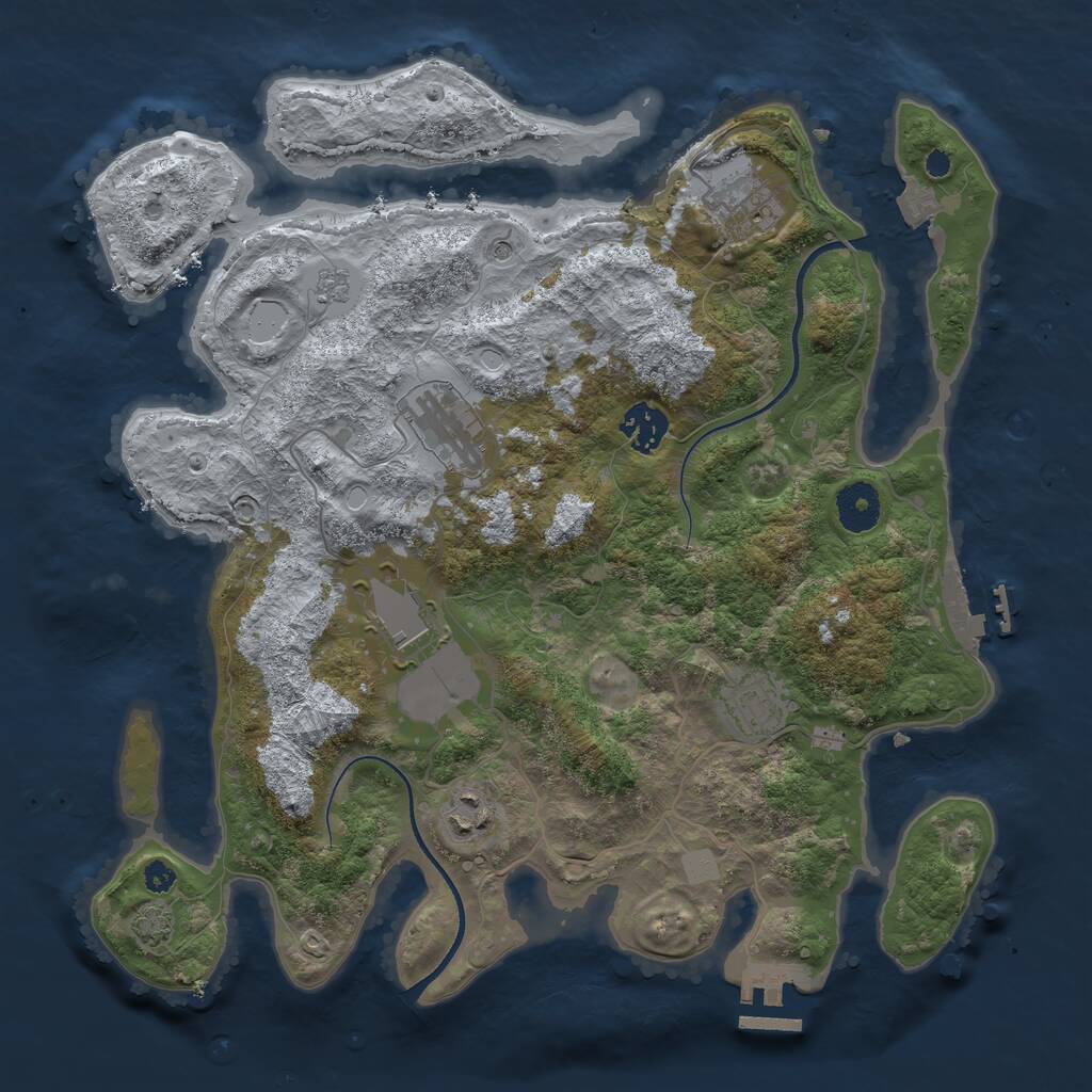 Rust Map: Procedural Map, Size: 3500, Seed: 1939721007, 12 Monuments