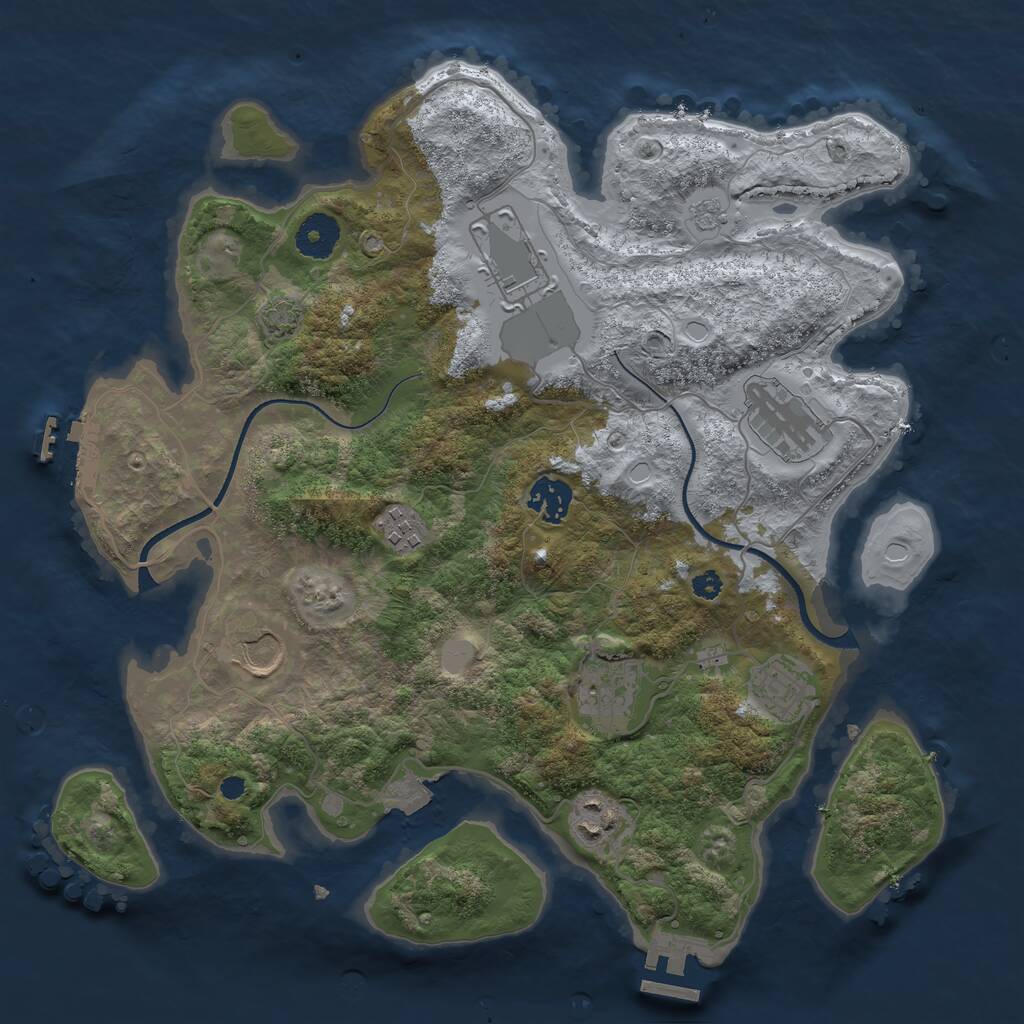 Rust Map: Procedural Map, Size: 3500, Seed: 1005576504, 13 Monuments