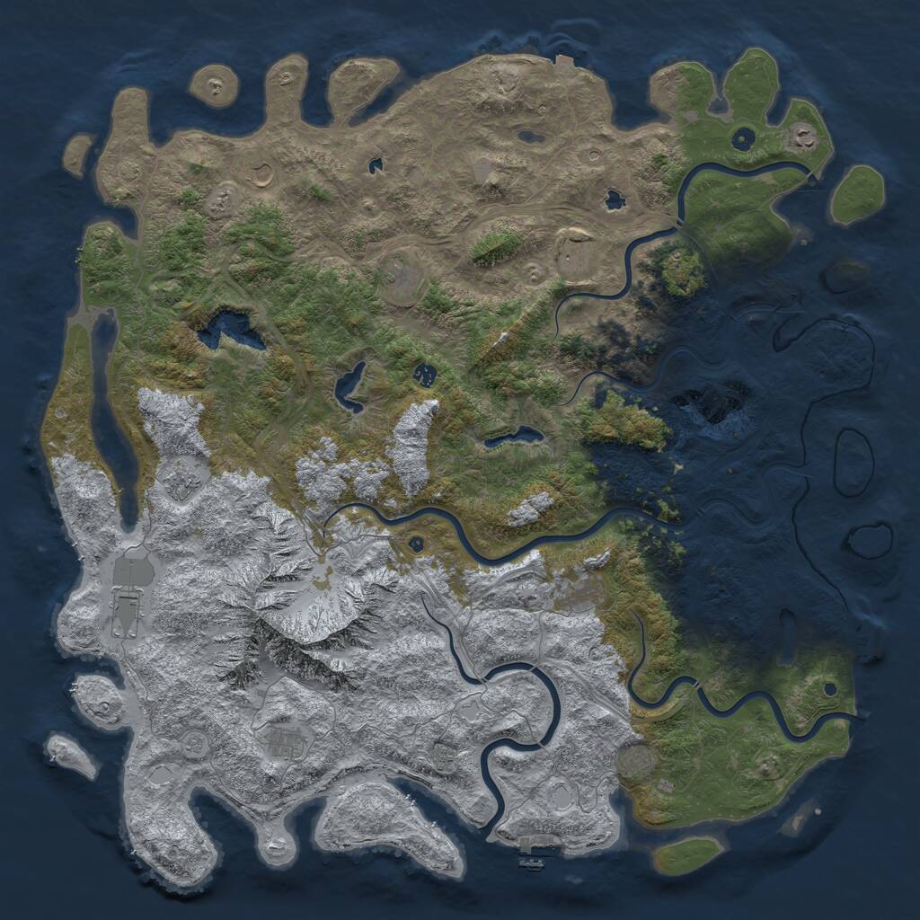 Rust Map: Procedural Map, Size: 6000, Seed: 498167, 17 Monuments