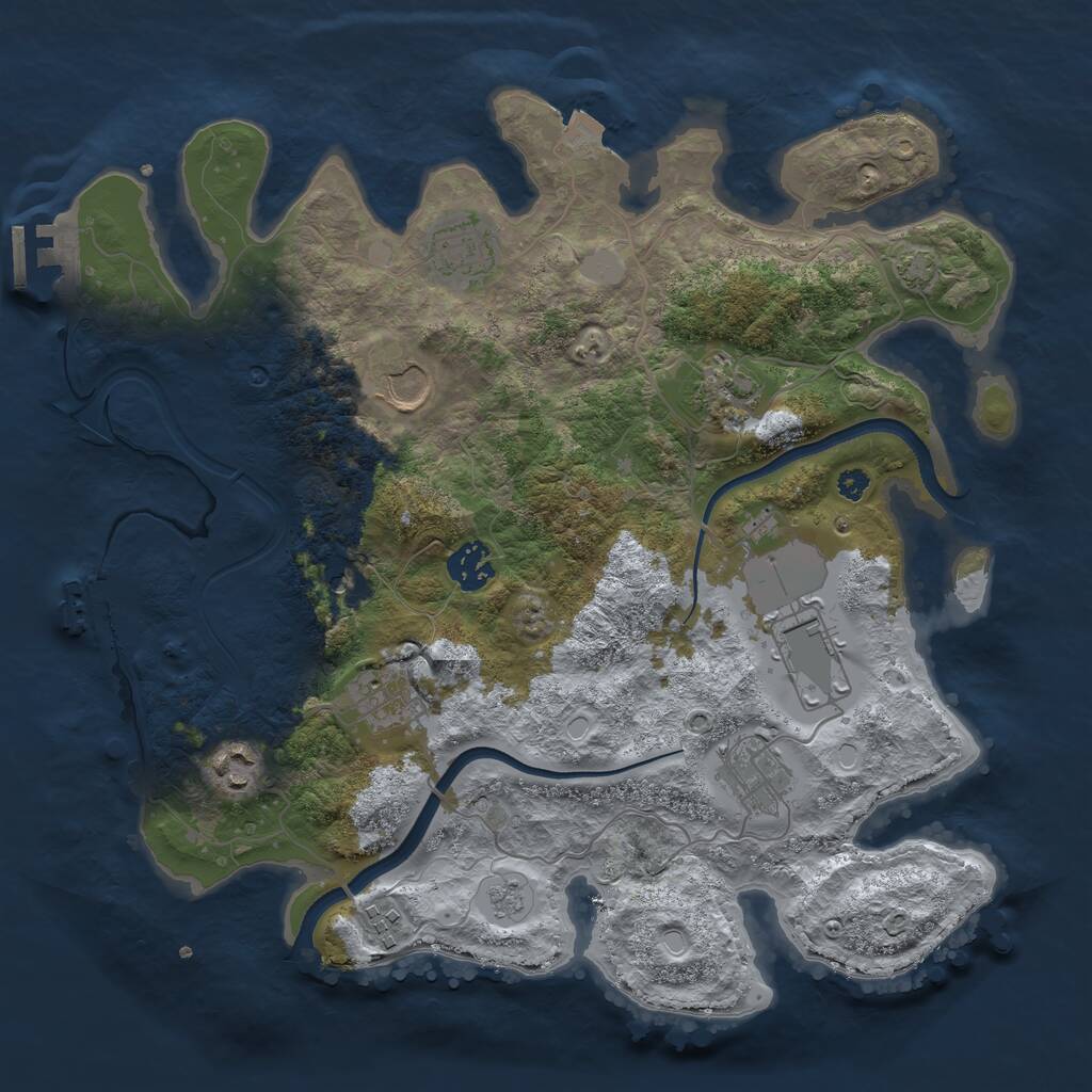 Rust Map: Procedural Map, Size: 3500, Seed: 10023358, 15 Monuments