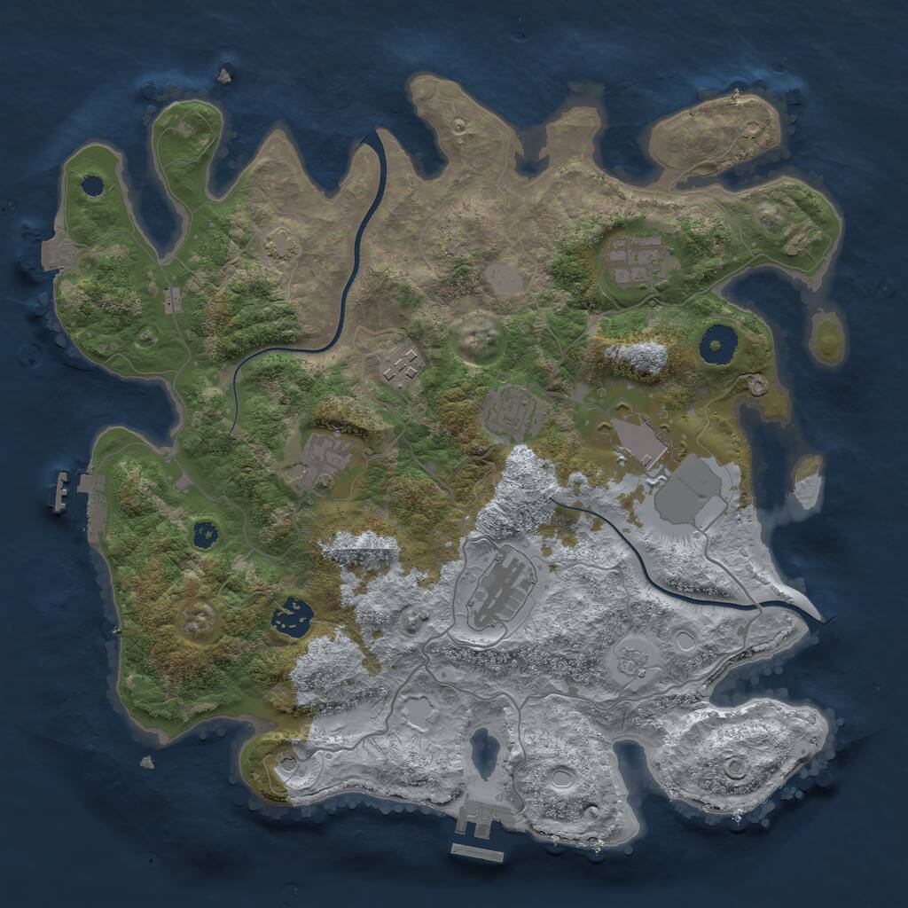 Rust Map: Procedural Map, Size: 3500, Seed: 10023358, 13 Monuments