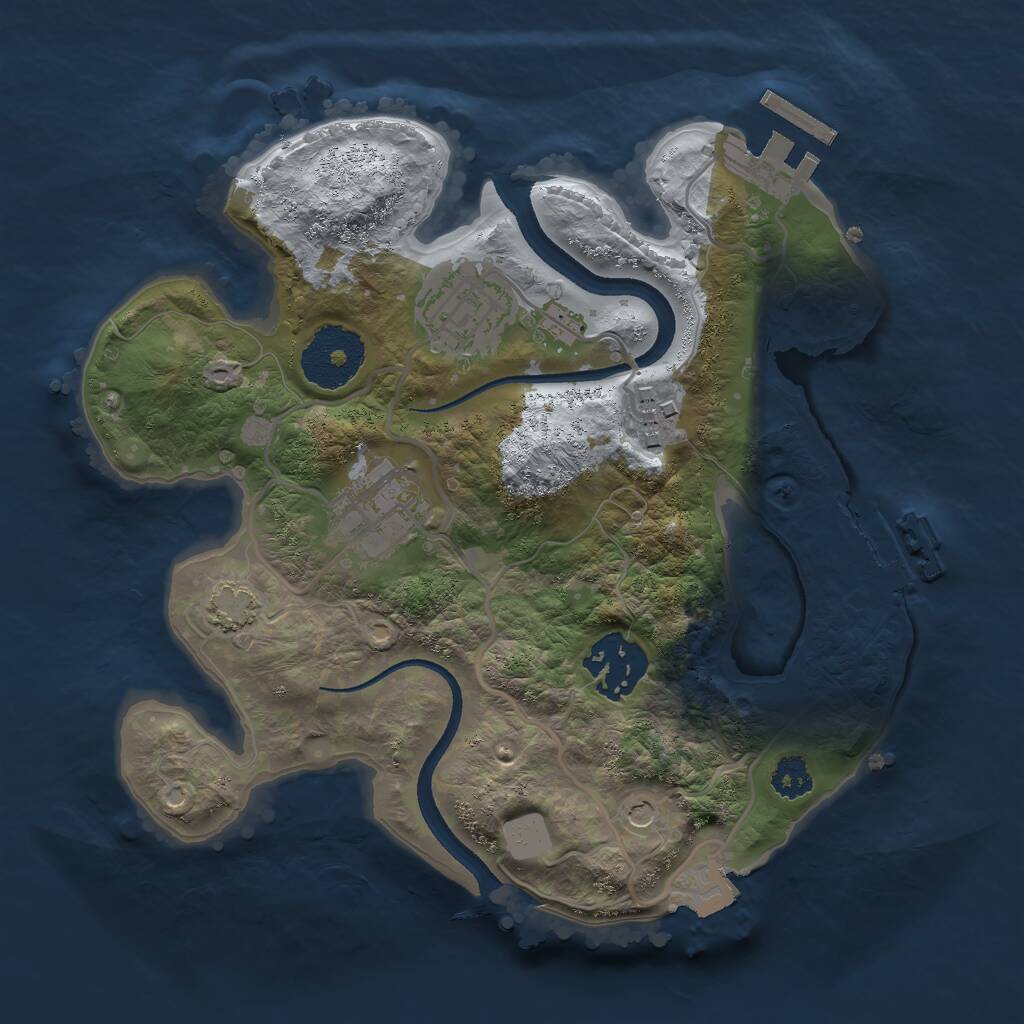 Rust Map: Procedural Map, Size: 2500, Seed: 1907365037, 9 Monuments