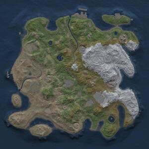 Thumbnail Rust Map: Procedural Map, Size: 3500, Seed: 1142432966, 13 Monuments