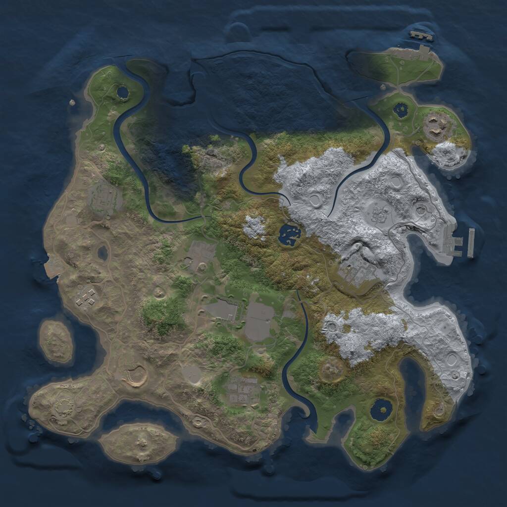 Rust Map: Procedural Map, Size: 3500, Seed: 1142432966, 15 Monuments