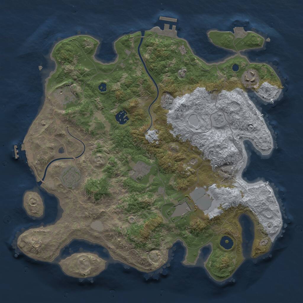 Rust Map: Procedural Map, Size: 3500, Seed: 1142432966, 13 Monuments