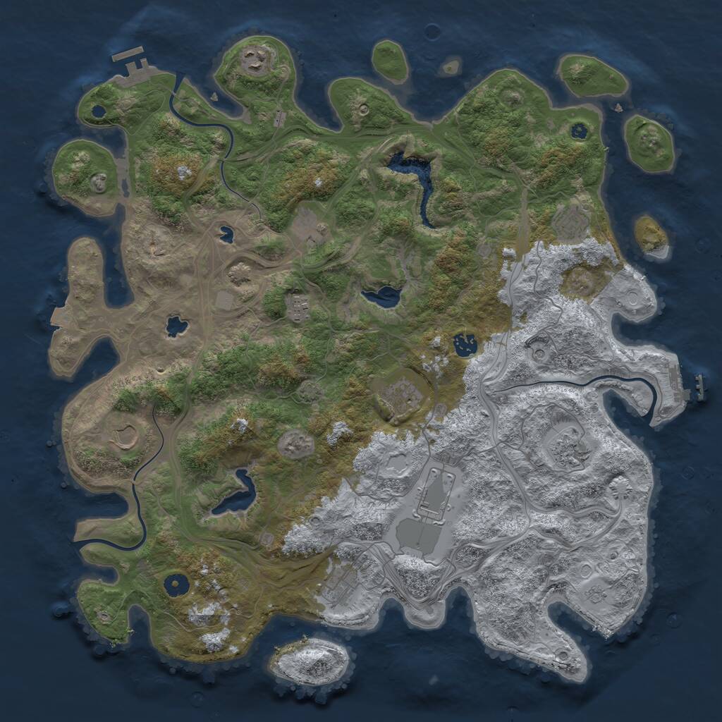 Rust Map: Procedural Map, Size: 4500, Seed: 1059000626, 16 Monuments