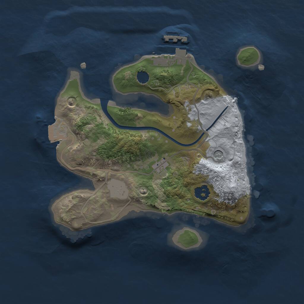 Rust Map: Procedural Map, Size: 2000, Seed: 3918765, 3 Monuments
