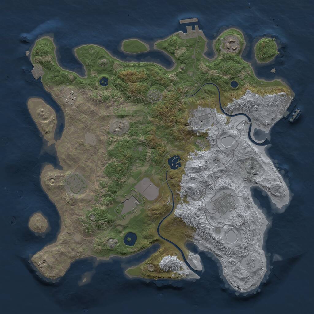 Rust Map: Procedural Map, Size: 3500, Seed: 522983513, 13 Monuments