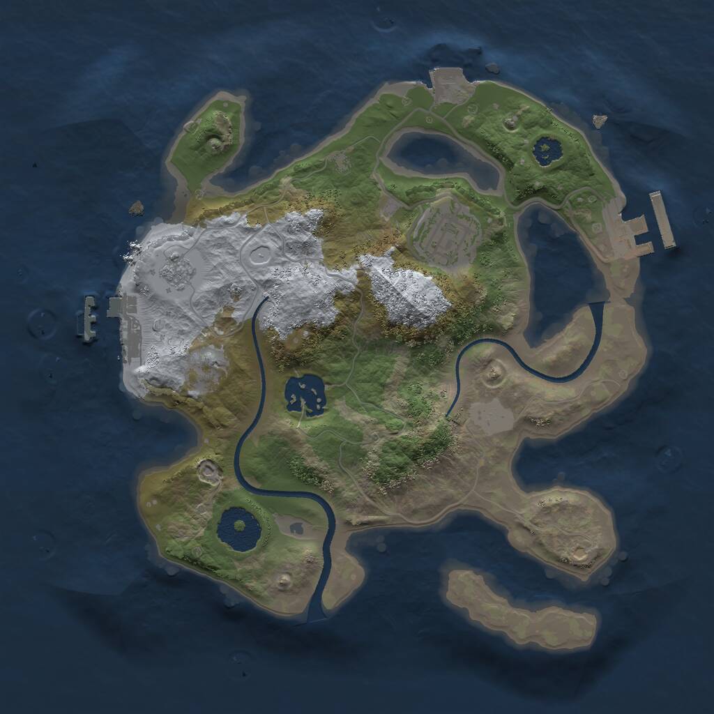 Rust Map: Procedural Map, Size: 2500, Seed: 881374303, 6 Monuments