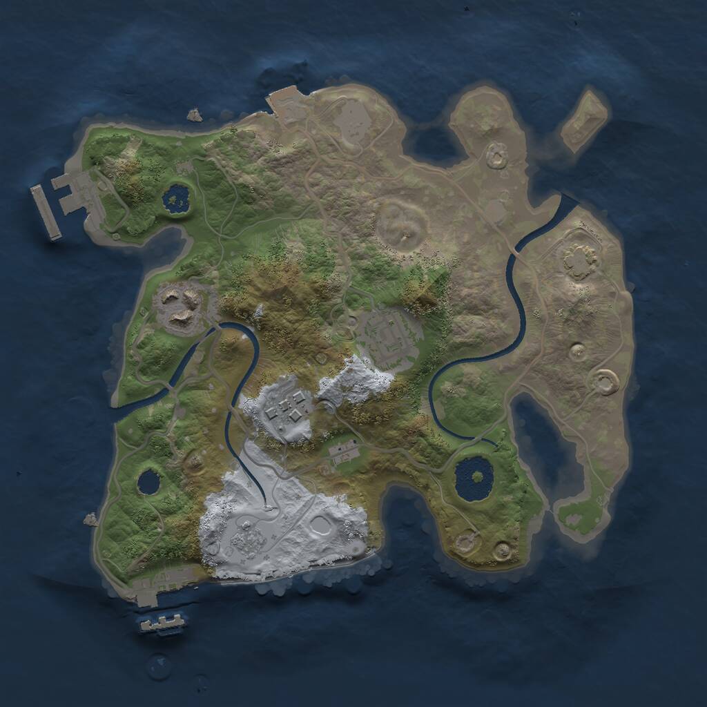 Rust Map: Procedural Map, Size: 2500, Seed: 382740240, 8 Monuments