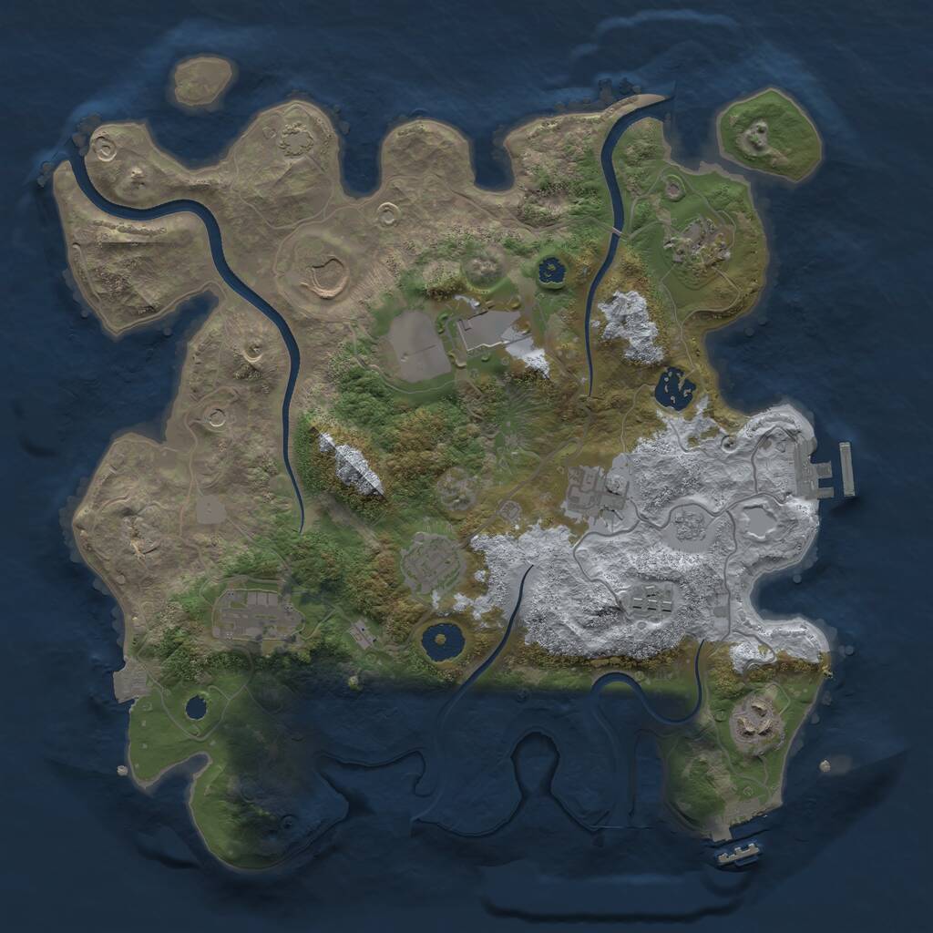 Rust Map: Procedural Map, Size: 3500, Seed: 440420309, 15 Monuments