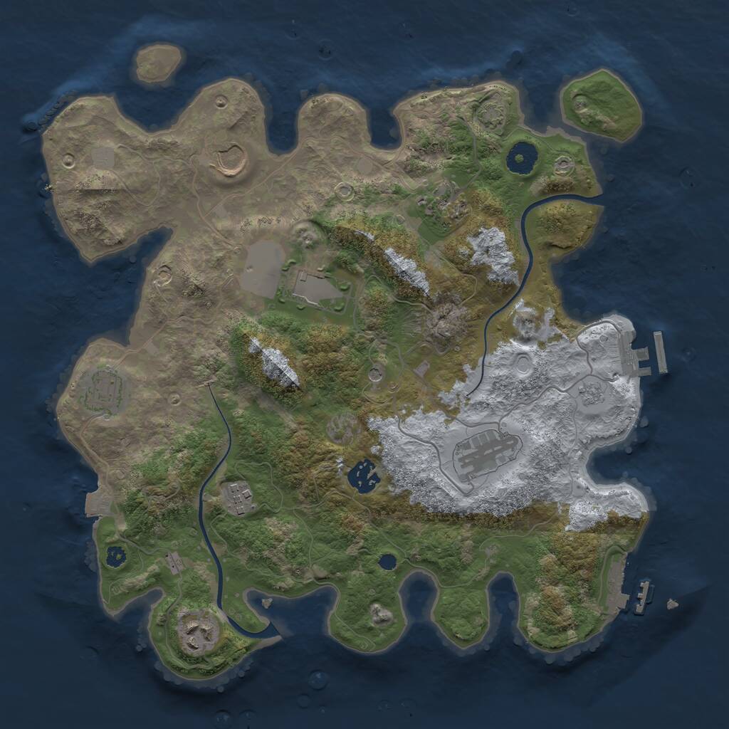 Rust Map: Procedural Map, Size: 3500, Seed: 440420309, 14 Monuments