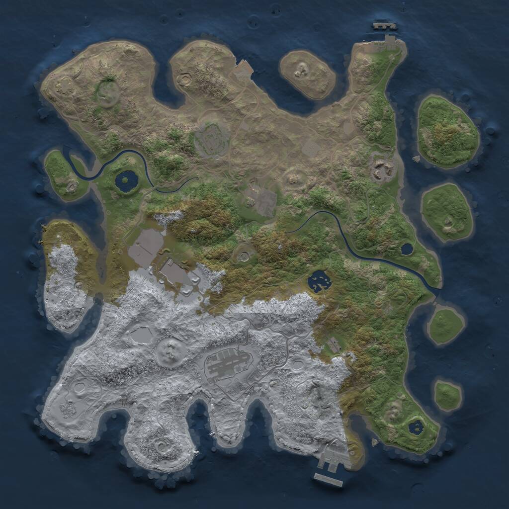 Rust Map: Procedural Map, Size: 3500, Seed: 1793237019, 12 Monuments