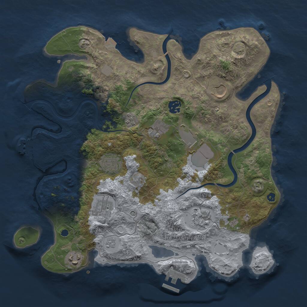 Rust Map: Procedural Map, Size: 3500, Seed: 2065299205, 15 Monuments