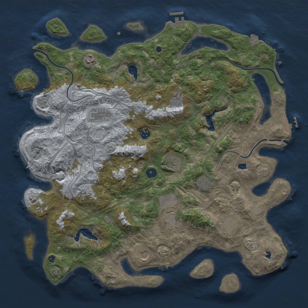 Rust Map: Procedural Map, Size: 4500, Seed: 936932290, 17 Monuments