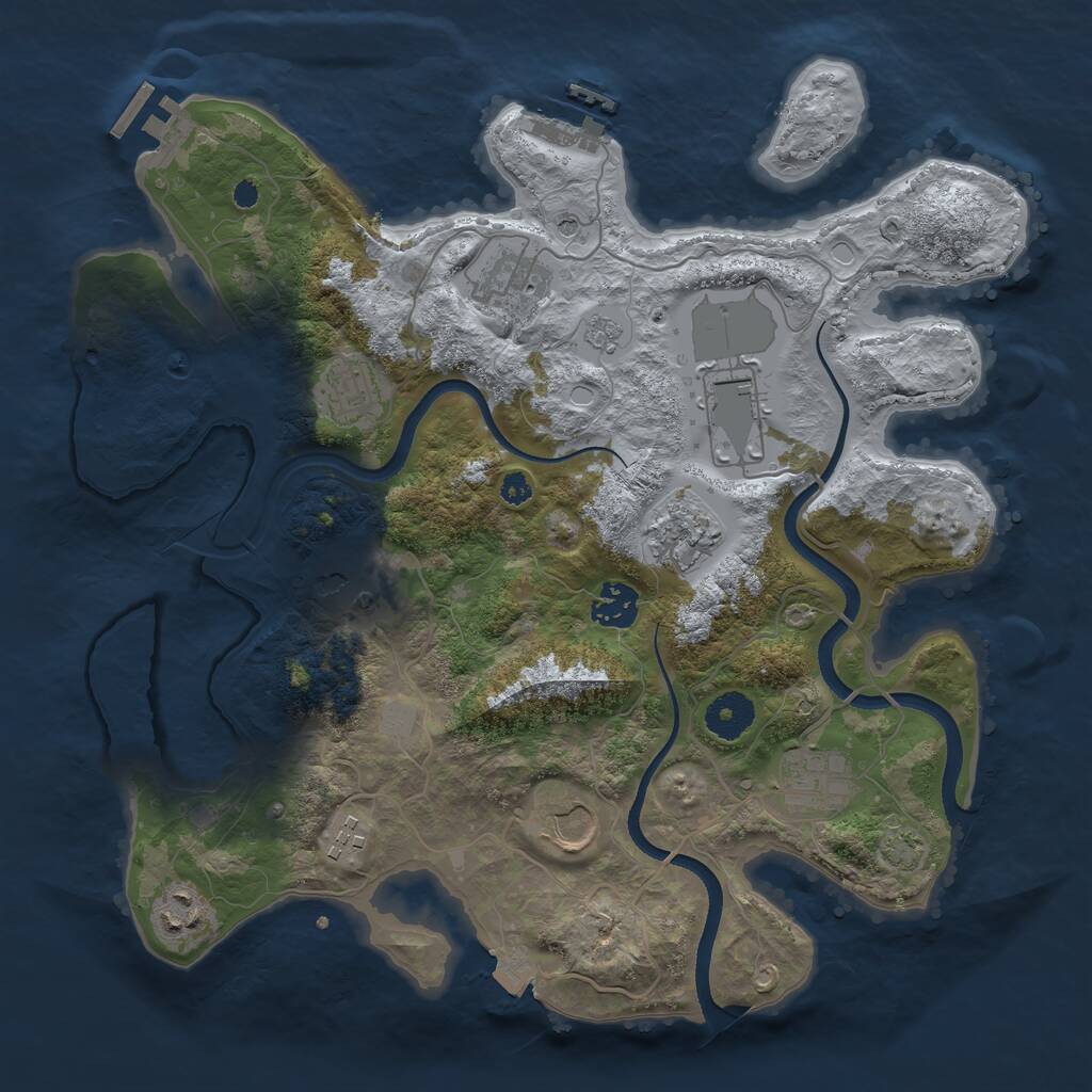 Rust Map: Procedural Map, Size: 3500, Seed: 802858133, 16 Monuments
