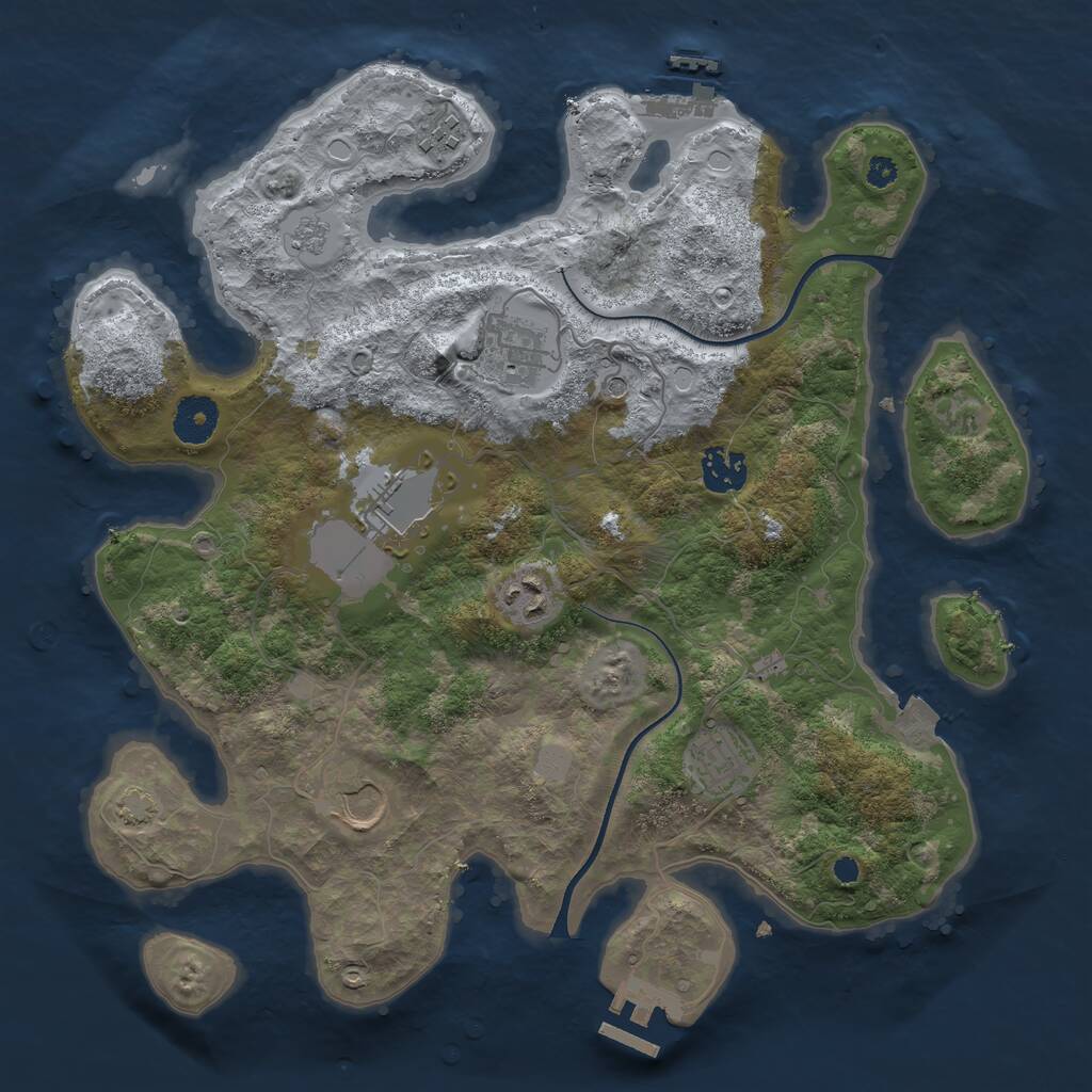 Rust Map: Procedural Map, Size: 3500, Seed: 1958369009, 13 Monuments