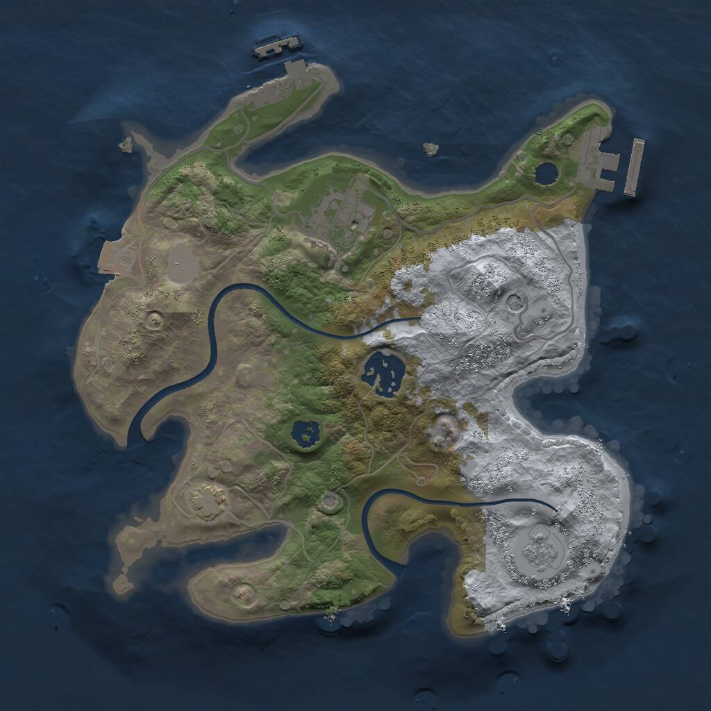 Rust Map: Procedural Map, Size: 2500, Seed: 46551, 8 Monuments