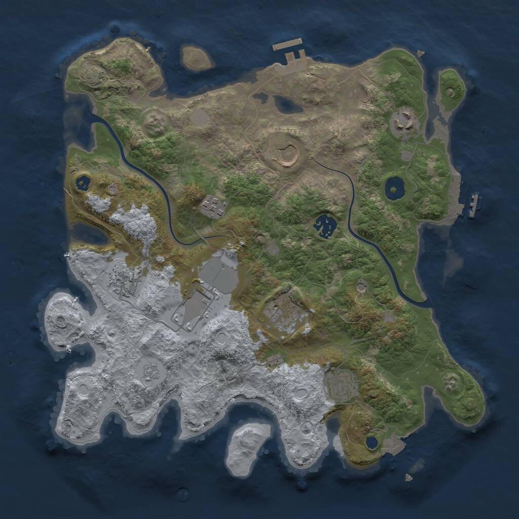 Rust Map: Procedural Map, Size: 3500, Seed: 47132023, 14 Monuments