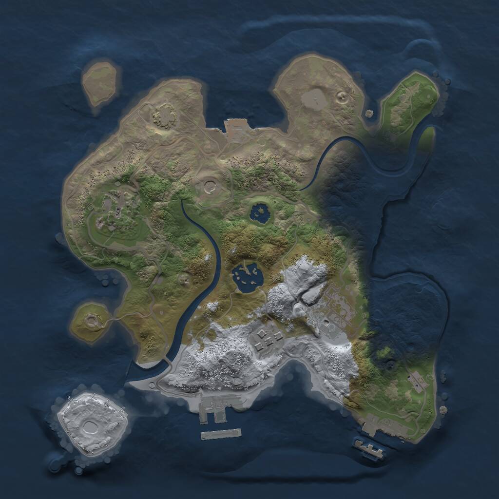 Rust Map: Procedural Map, Size: 2500, Seed: 1371908869, 9 Monuments