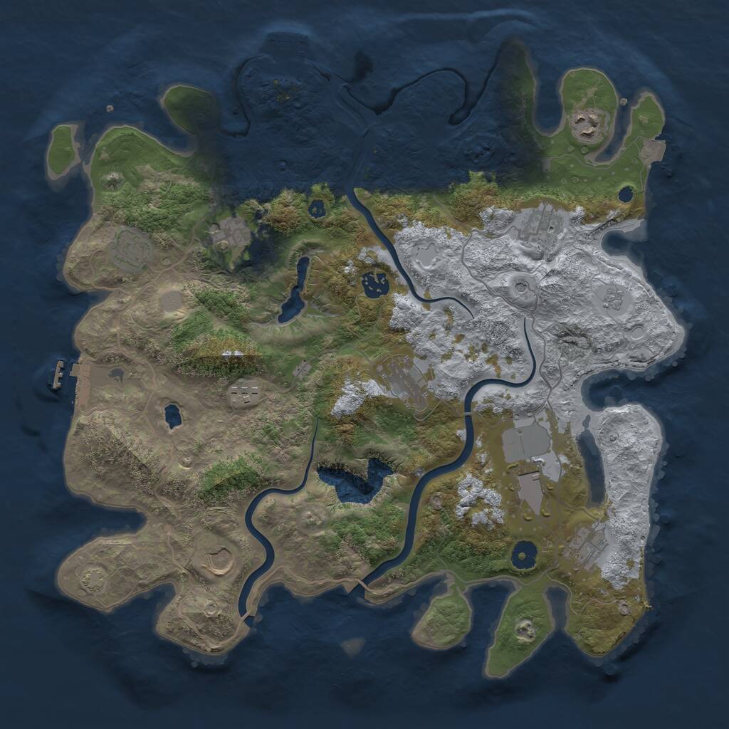 Rust Map: Procedural Map, Size: 4000, Seed: 548942, 16 Monuments