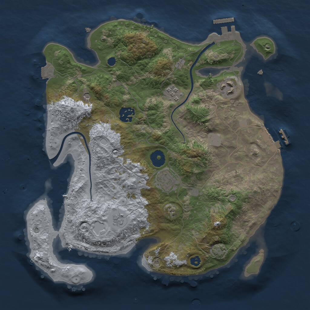 Rust Map: Procedural Map, Size: 3000, Seed: 1584501791, 10 Monuments