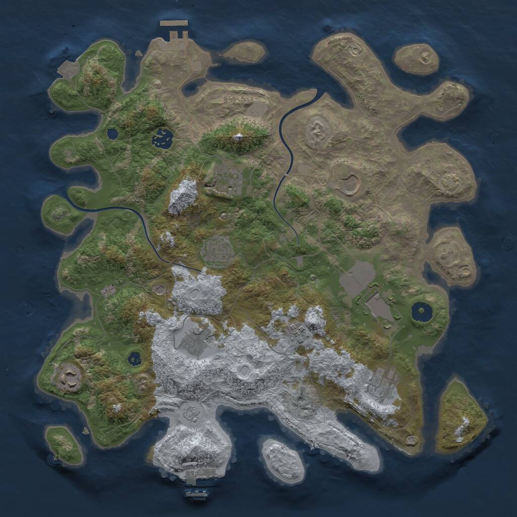 Rust Map: Procedural Map, Size: 3750, Seed: 1916256637, 15 Monuments