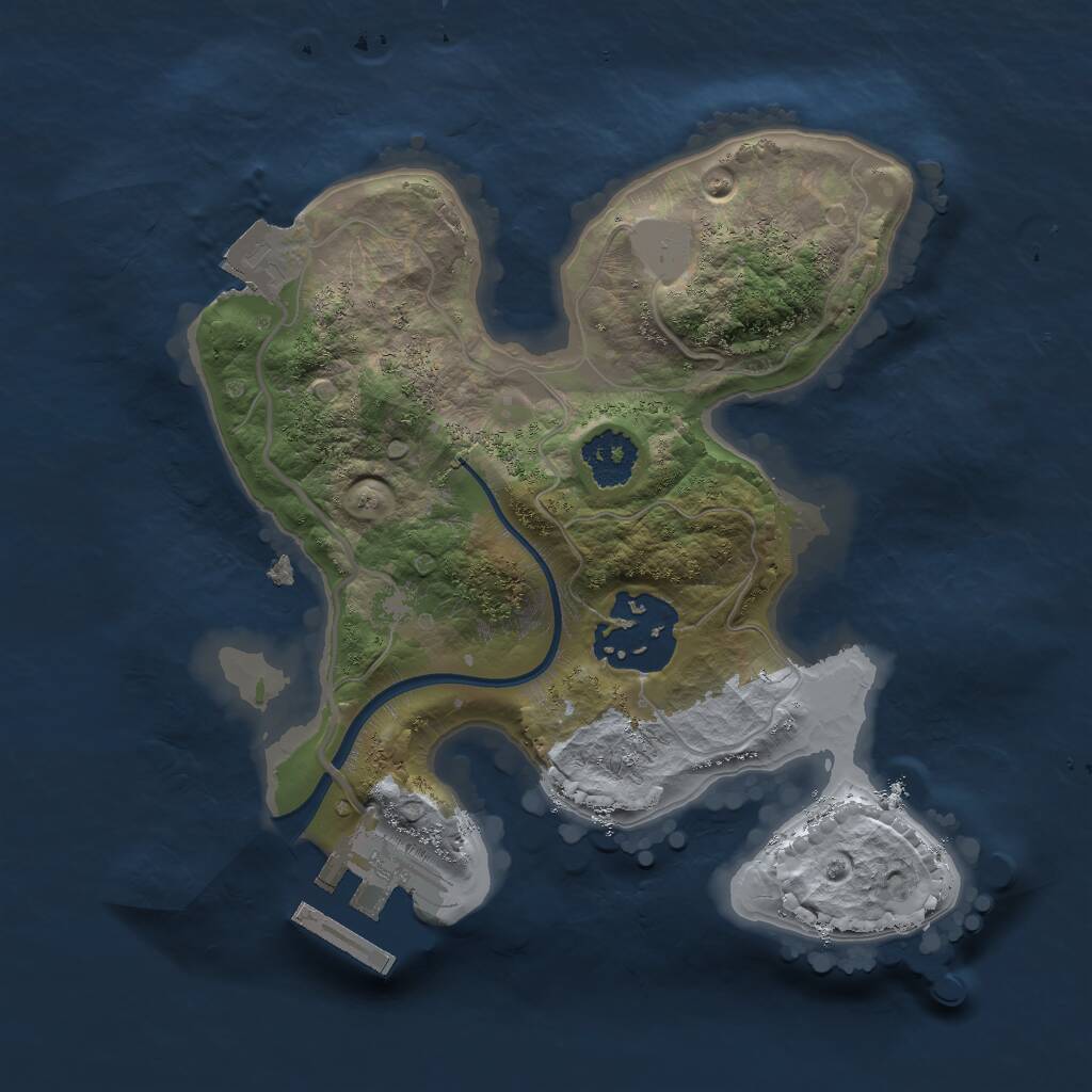 Rust Map: Procedural Map, Size: 2000, Seed: 1123581321, 3 Monuments