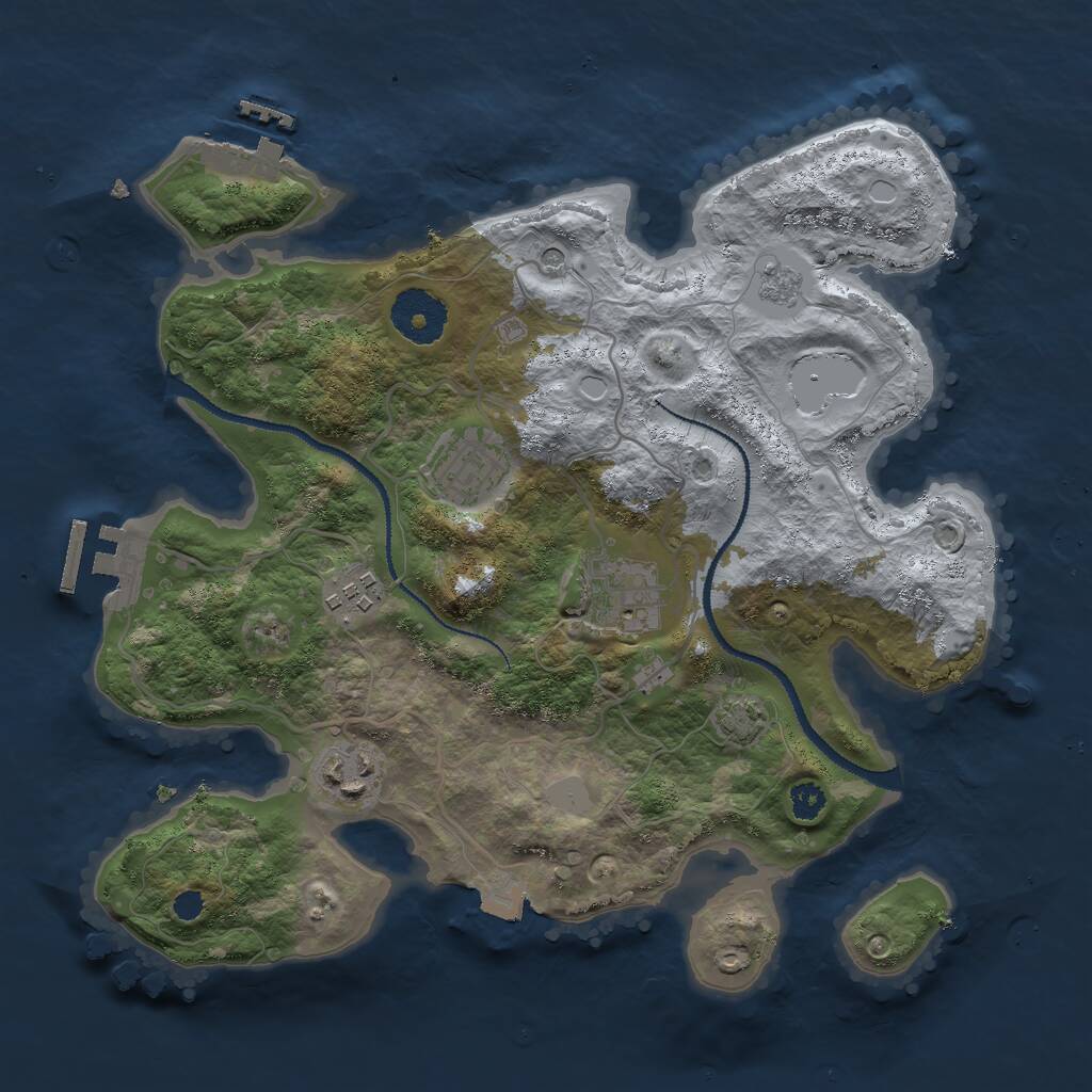 Rust Map: Procedural Map, Size: 3000, Seed: 3716082, 10 Monuments