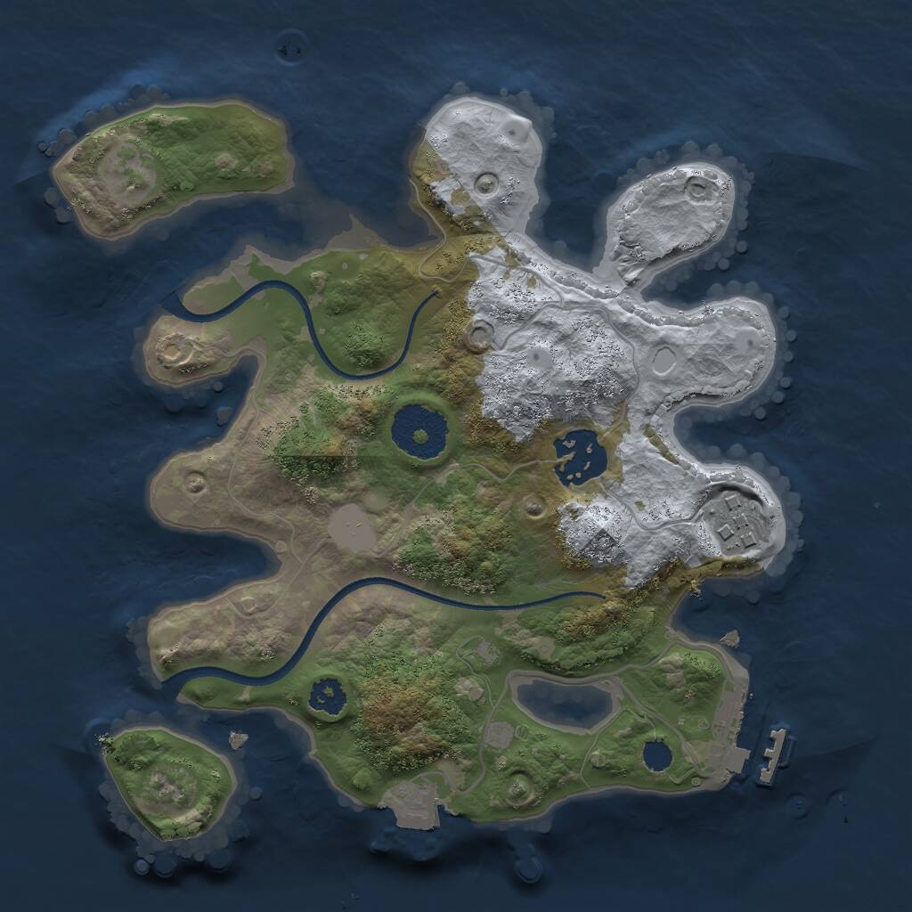 Rust Map: Procedural Map, Size: 2500, Seed: 343242, 4 Monuments