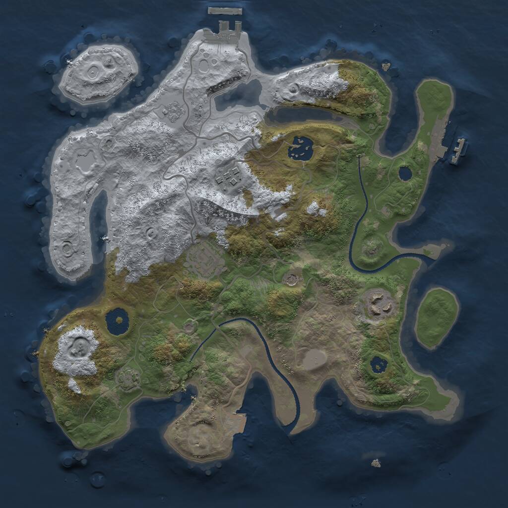 Rust Map: Procedural Map, Size: 3000, Seed: 8967, 10 Monuments