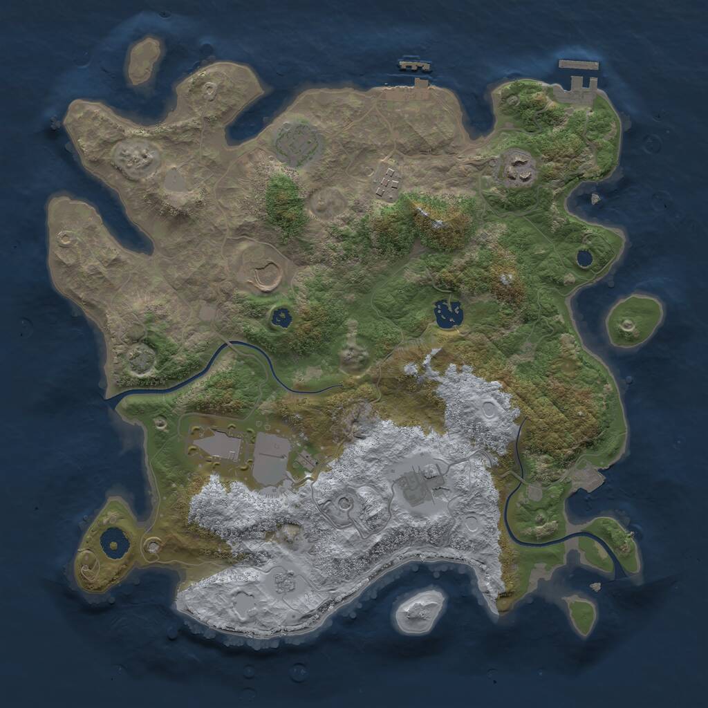 Rust Map: Procedural Map, Size: 3600, Seed: 2025, 13 Monuments