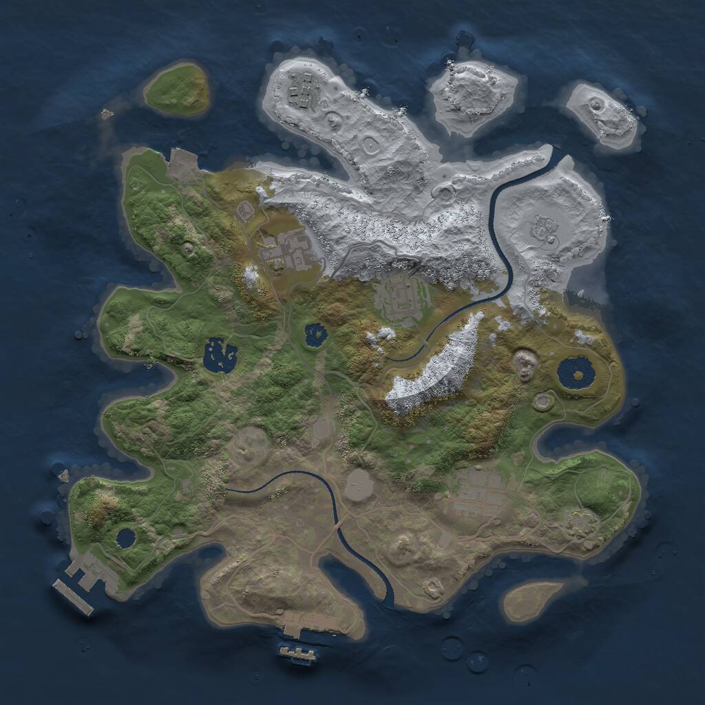 Rust Map: Procedural Map, Size: 3000, Seed: 2049222290, 10 Monuments