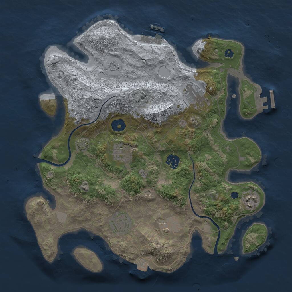 Rust Map: Procedural Map, Size: 3250, Seed: 673296538, 12 Monuments