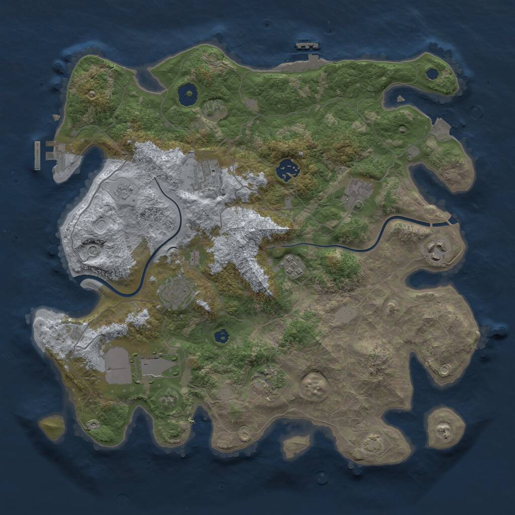 Rust Map: Procedural Map, Size: 3600, Seed: 281224, 14 Monuments