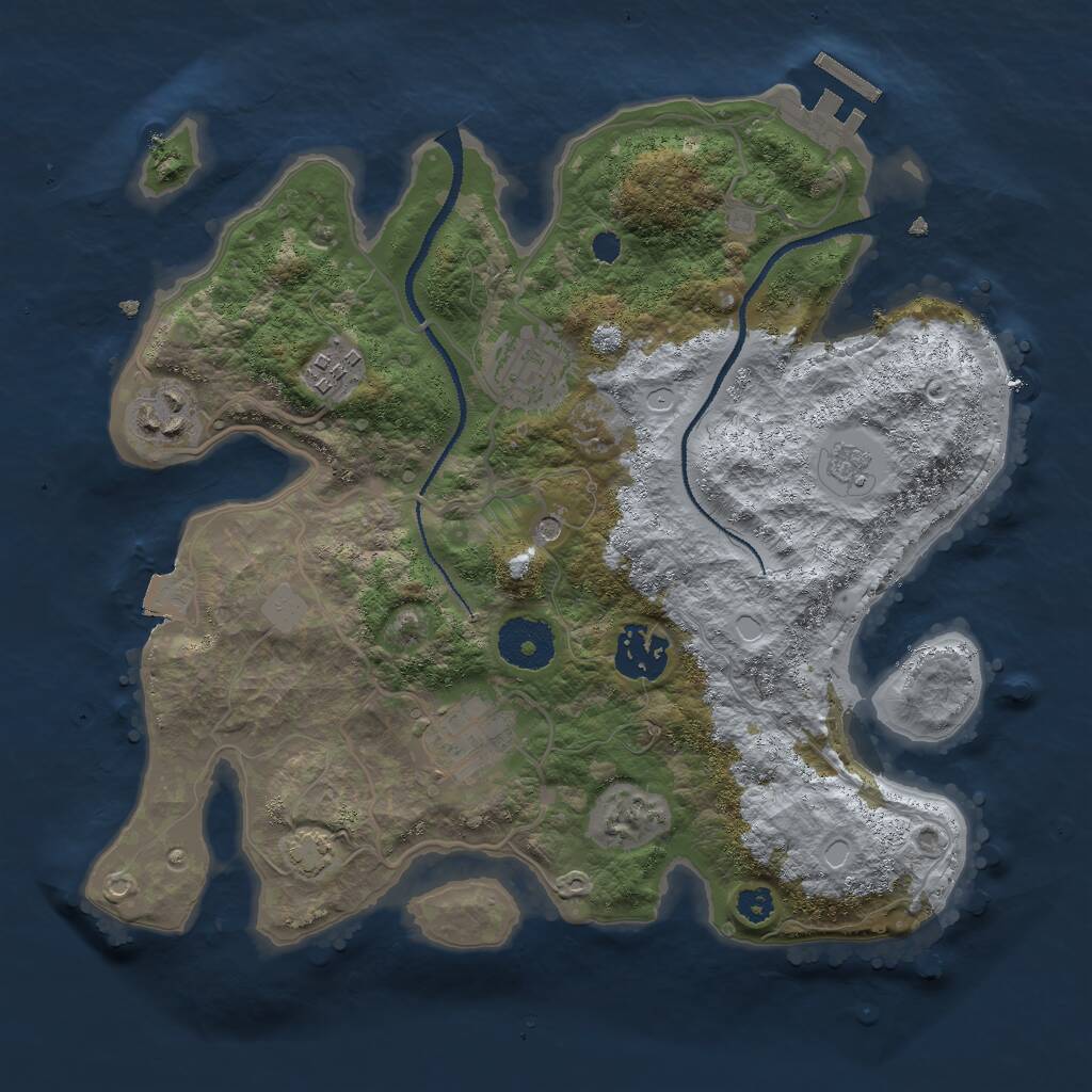 Rust Map: Procedural Map, Size: 3000, Seed: 4573269, 10 Monuments