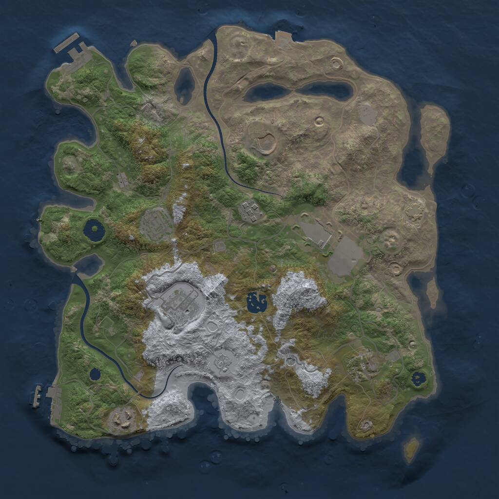 Rust Map: Procedural Map, Size: 3500, Seed: 382740240, 14 Monuments