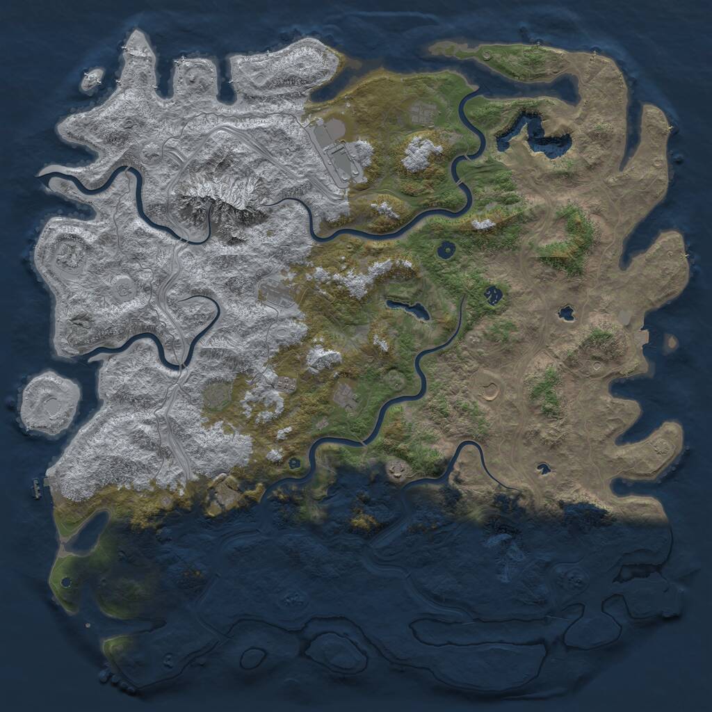 Rust Map: Procedural Map, Size: 6000, Seed: 173713556, 17 Monuments